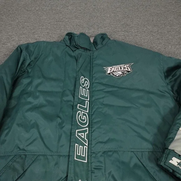 Vintage Philadelphia Eagles Jacket Mens Large Green NFL Football Starter 90s